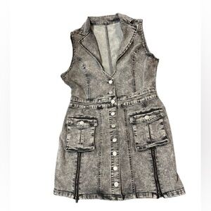 Black faded sleeveless denim dress